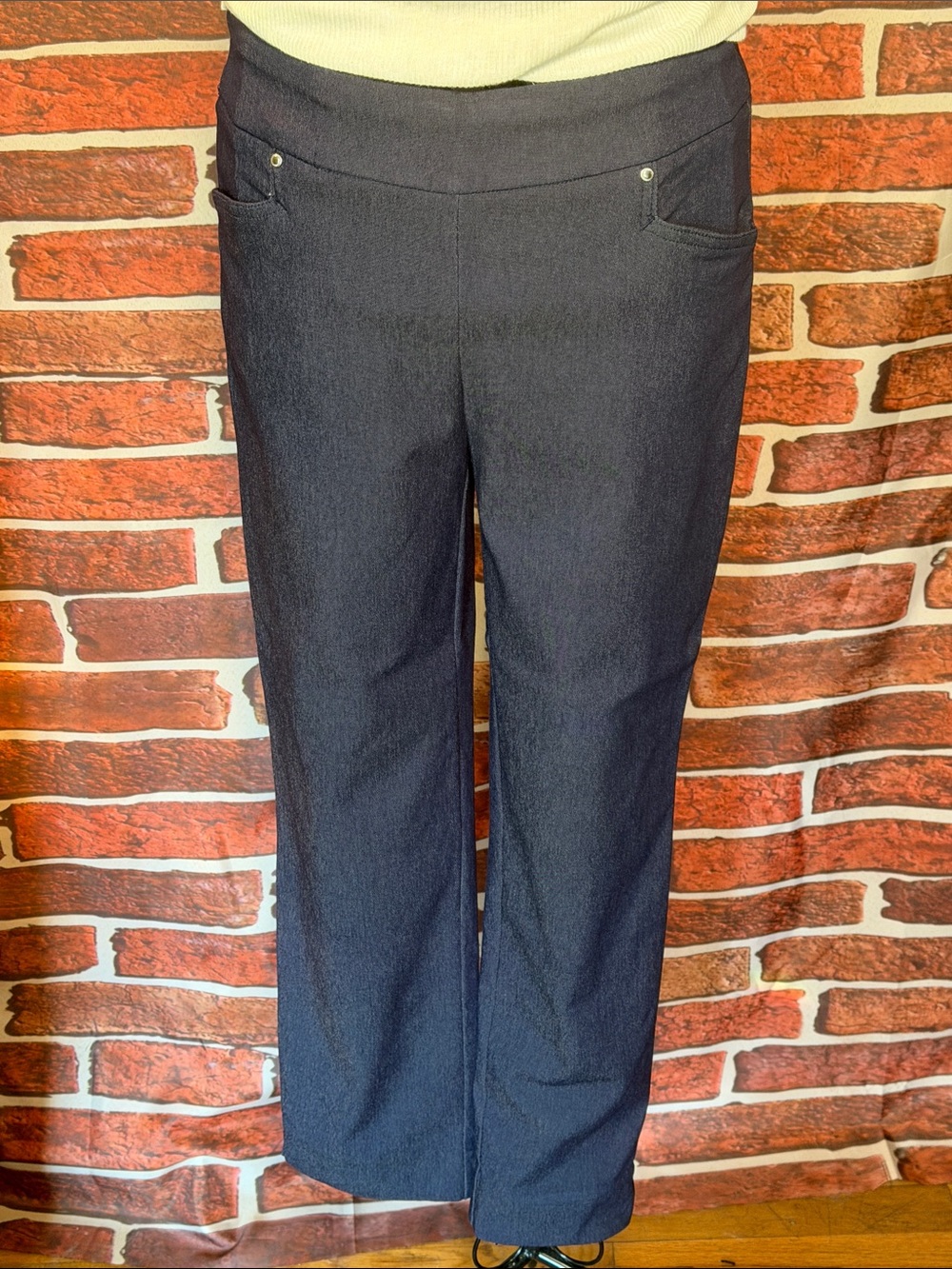 👖Hilary Radley Stretch Pull-On Office Pants Ankle — Navy — Sz S